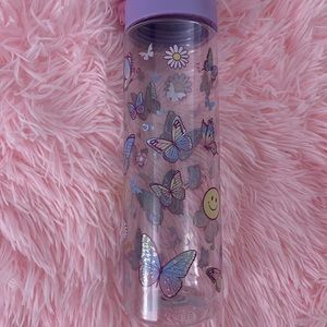 Purple butterfly kawaii shiny water bottle